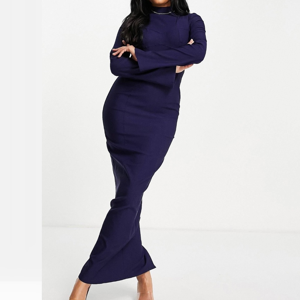 Navy blue bodycon midi maxi dress